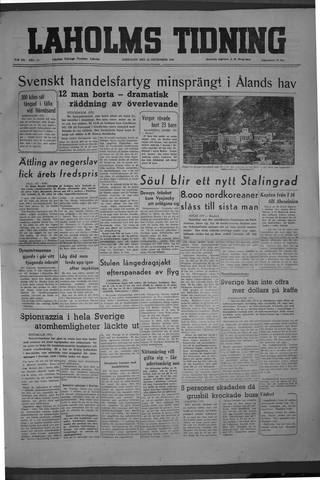 Förstasidan, Lördag 23 september 1950