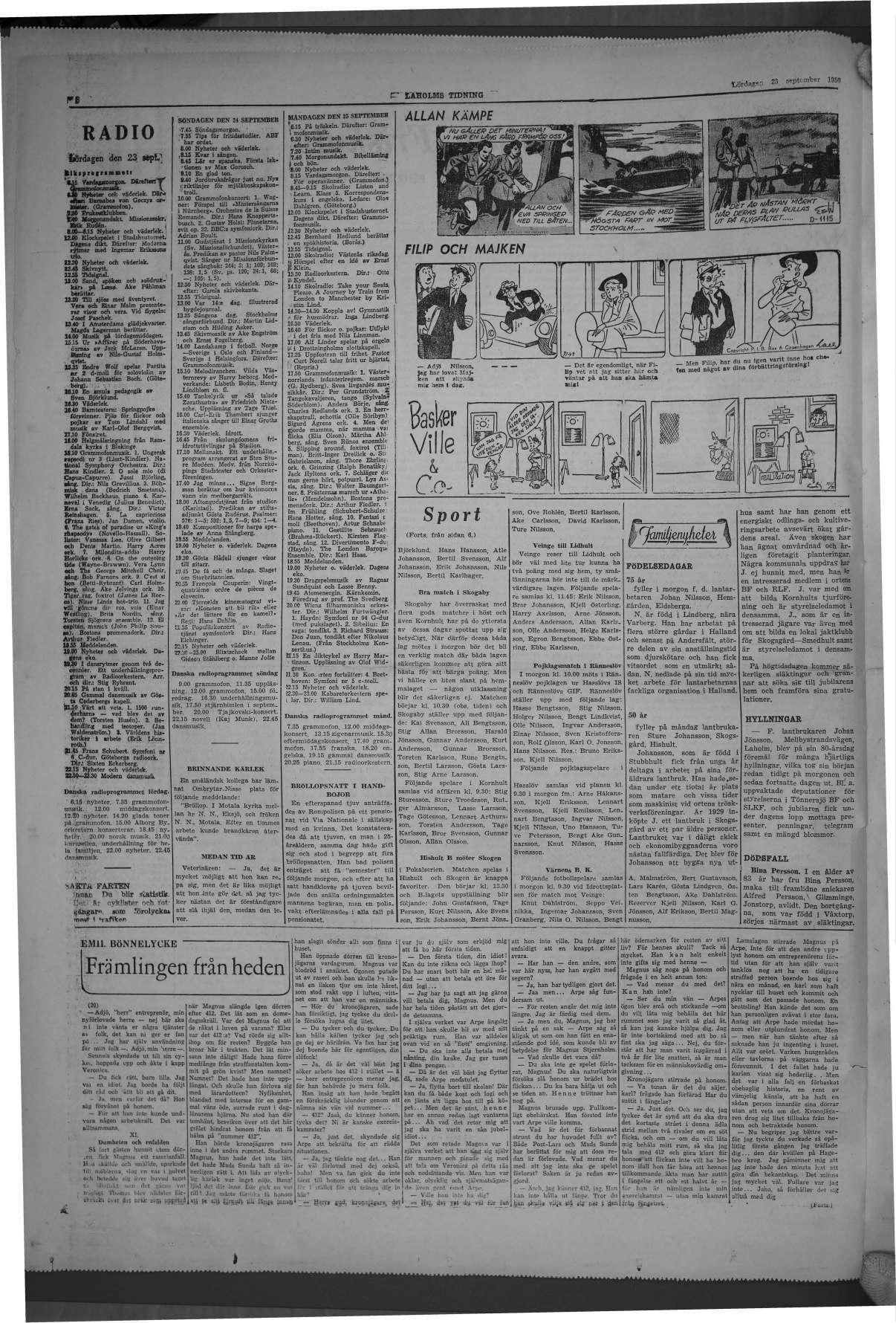 Laholms Tidning Lördag 23 september 1950, sida 8