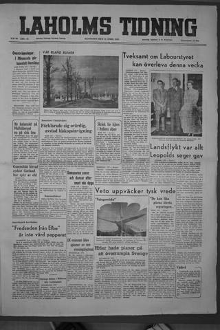 Förstasidan, Måndag 24 april 1950