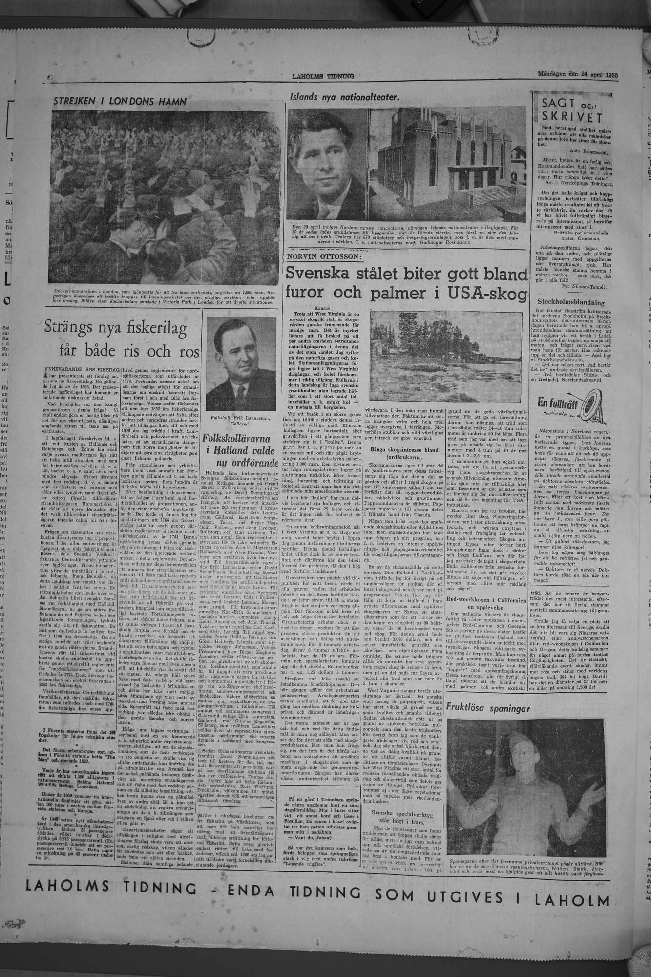 Laholms Tidning Måndag 24 april 1950, sida 6