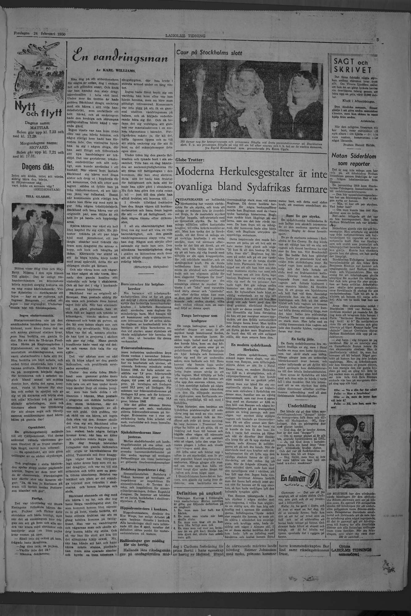Laholms Tidning Fredag 24 februari 1950, sida 7