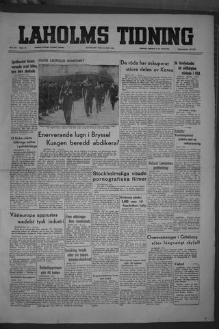Förstasidan, Måndag 24 juli 1950