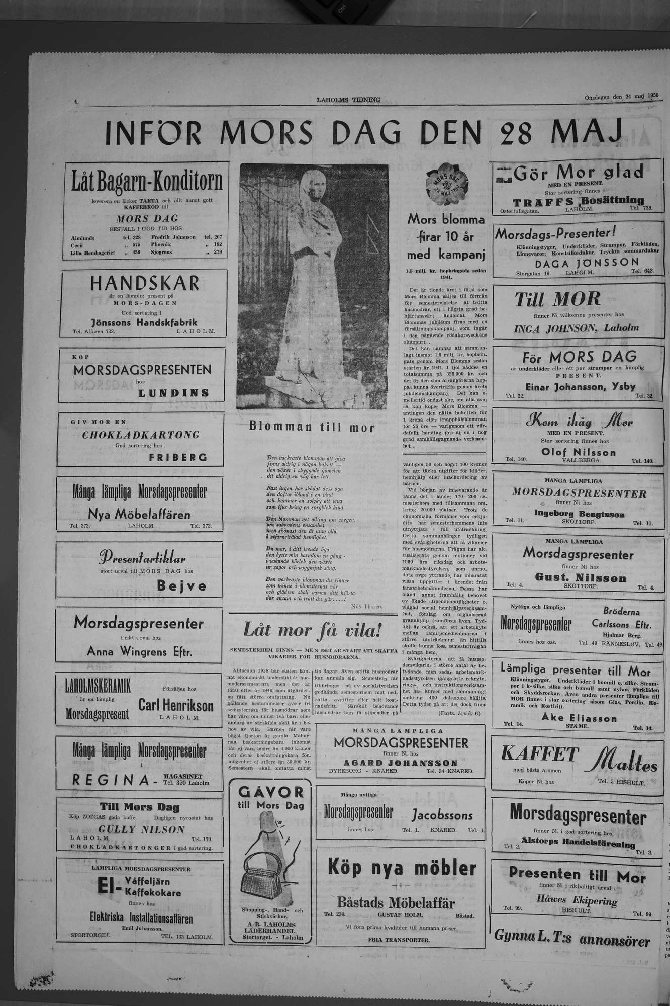 Laholms Tidning Onsdag 24 maj 1950, sida 4