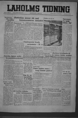Förstasidan, Fredag 24 mars 1950