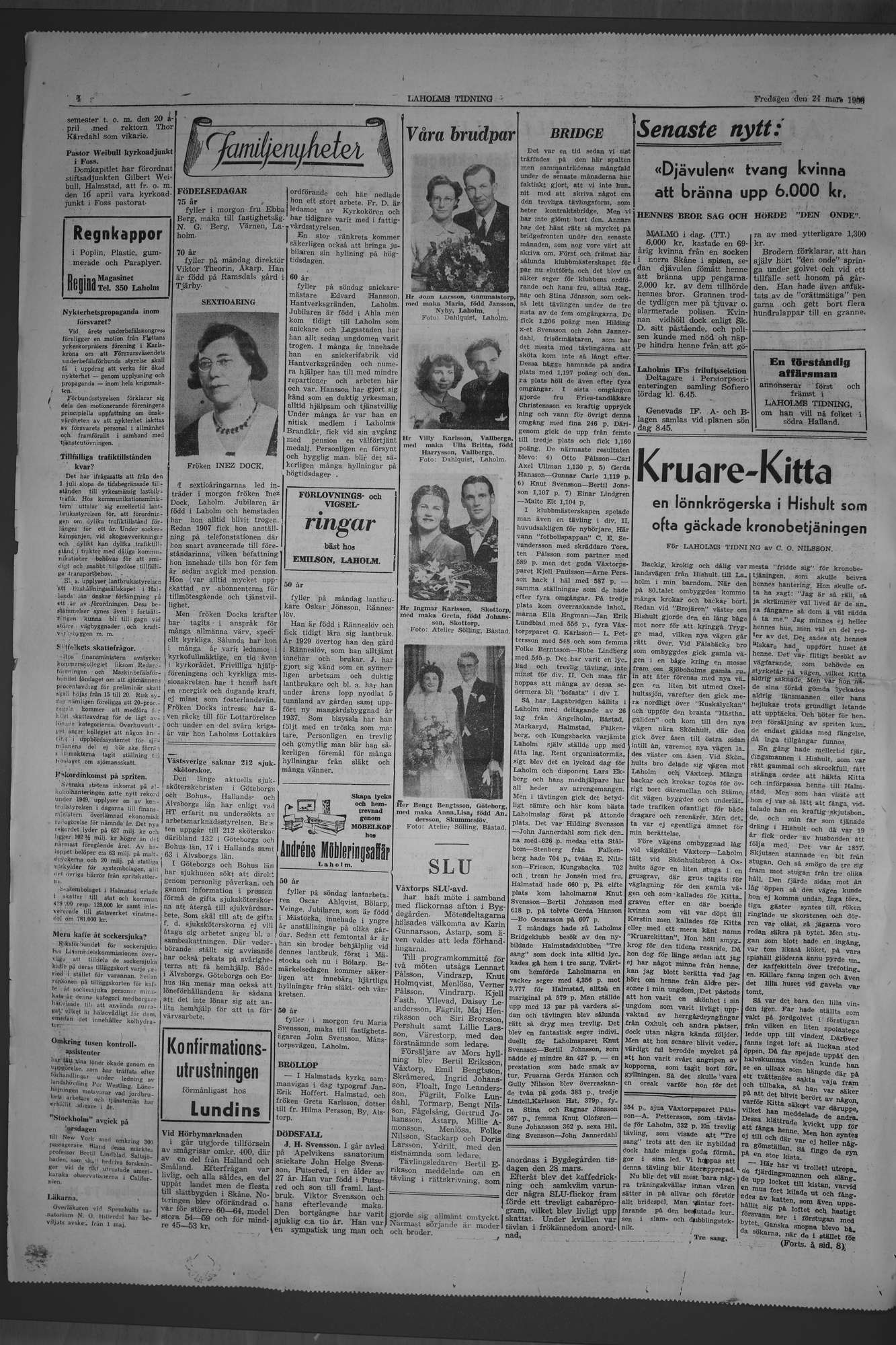 Laholms Tidning Fredag 24 mars 1950, sida 4