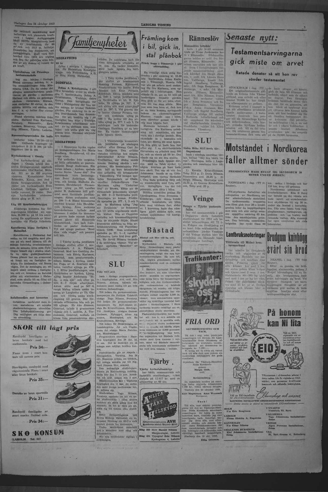 Laholms Tidning Tisdag 24 oktober 1950, sida 3
