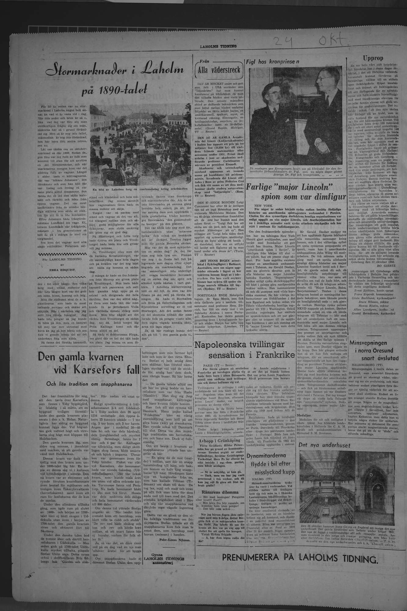 Laholms Tidning Tisdag 24 oktober 1950, sida 6