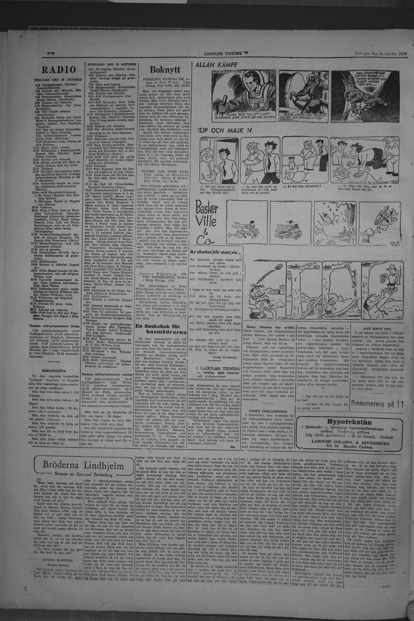 Laholms Tidning Tisdag 24 oktober 1950, sida 8