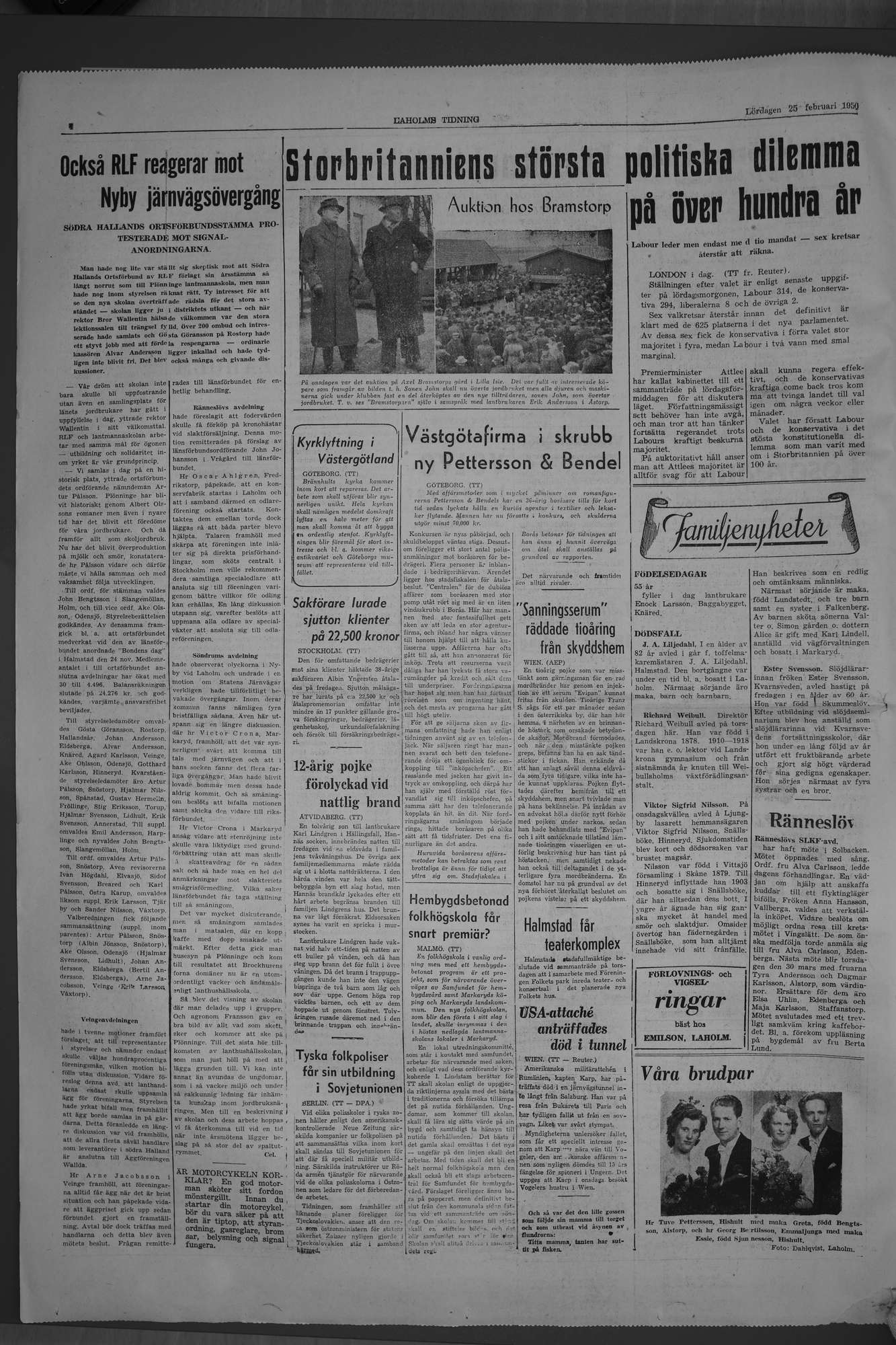 Laholms Tidning Lördag 25 februari 1950, sida 4