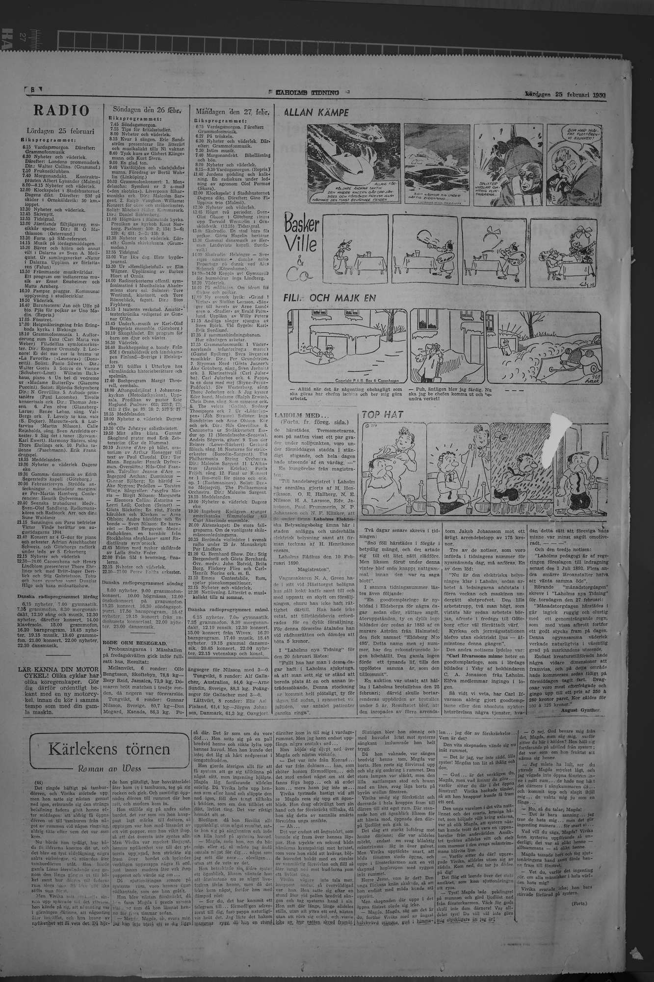 Laholms Tidning Lördag 25 februari 1950, sida 8