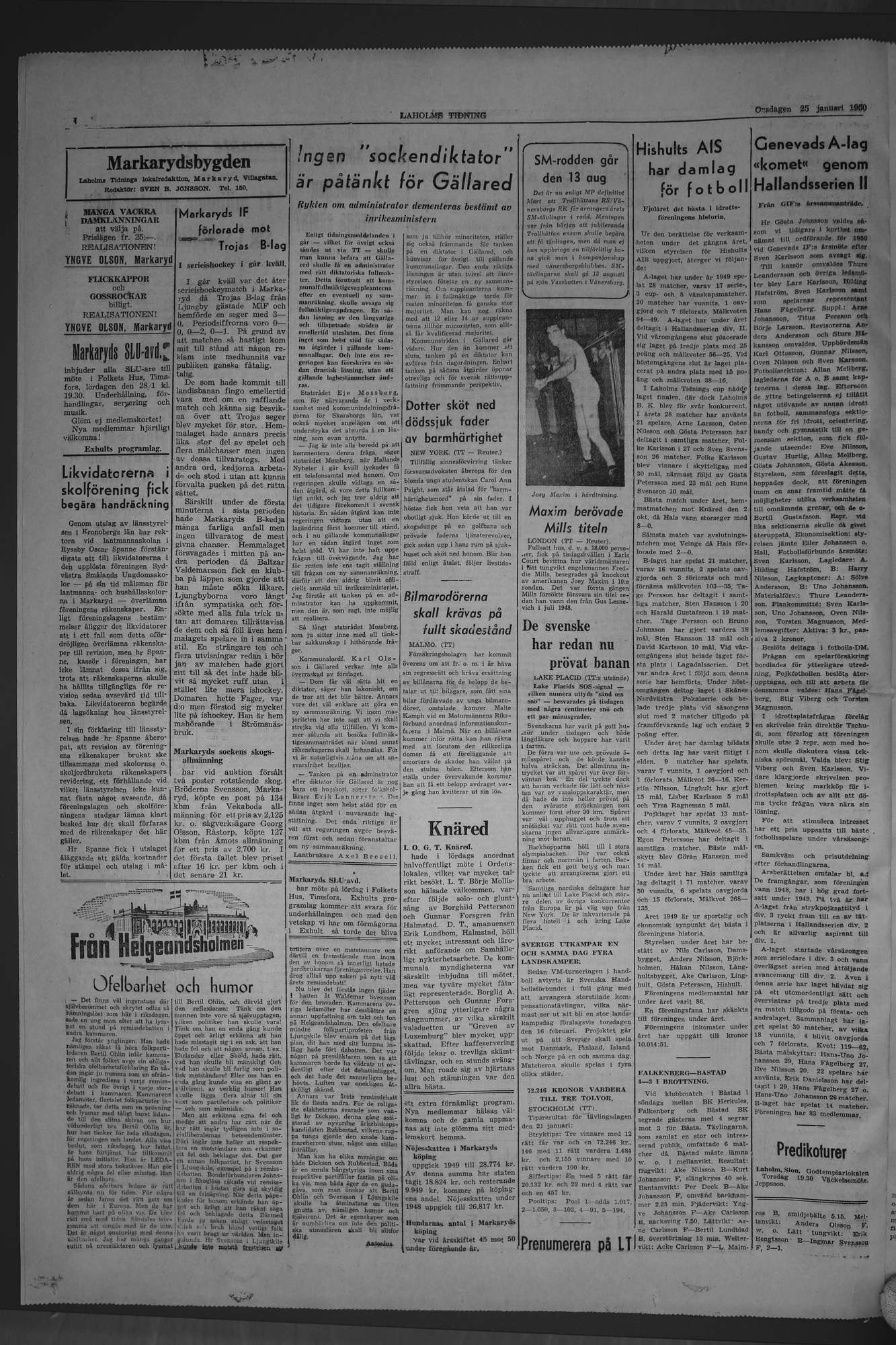 Laholms Tidning Onsdag 25 januari 1950, sida 4