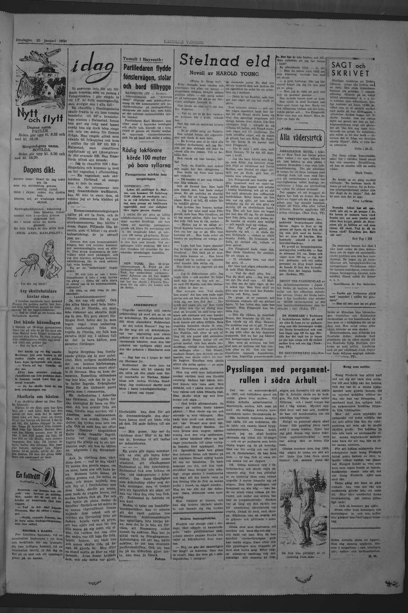 Laholms Tidning Onsdag 25 januari 1950, sida 5