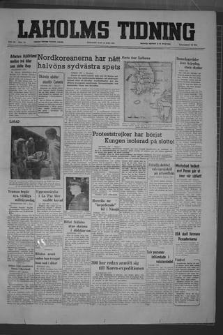 Förstasidan, Tisdag 25 juli 1950