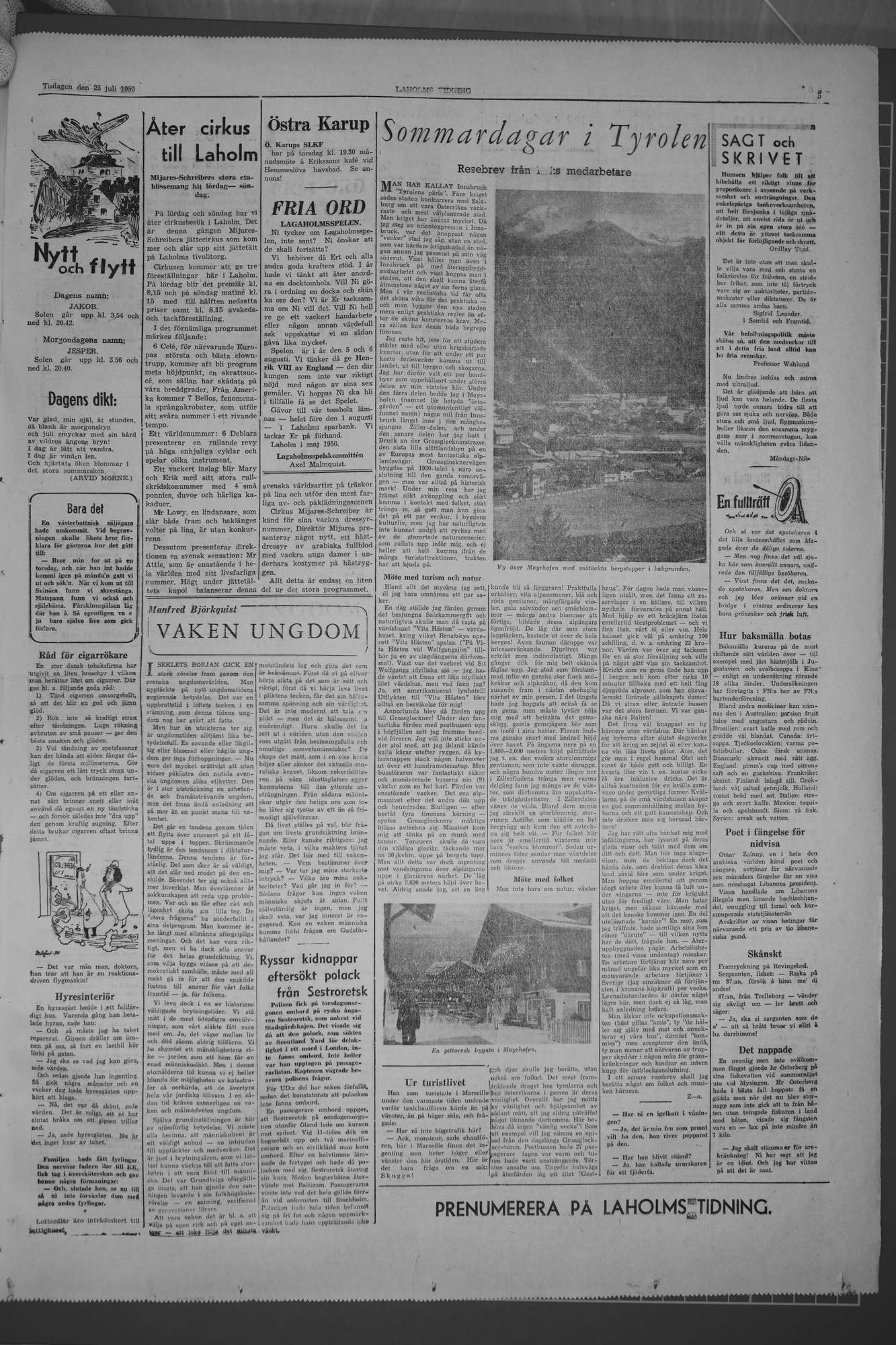 Laholms Tidning Tisdag 25 juli 1950, sida 5