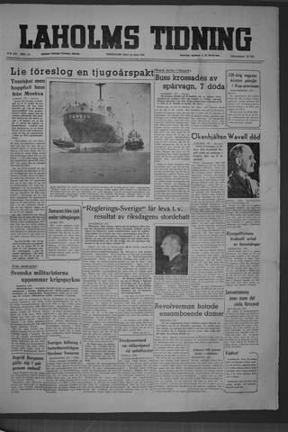 Förstasidan, Torsdag 25 maj 1950