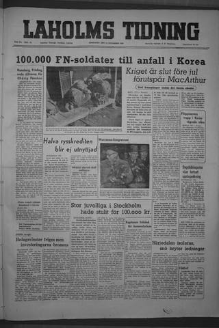 Förstasidan, Lördag 25 november 1950
