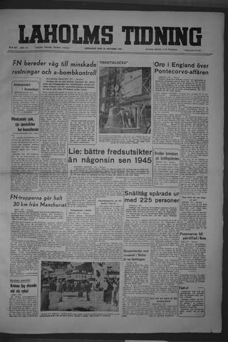 Förstasidan, Onsdag 25 oktober 1950