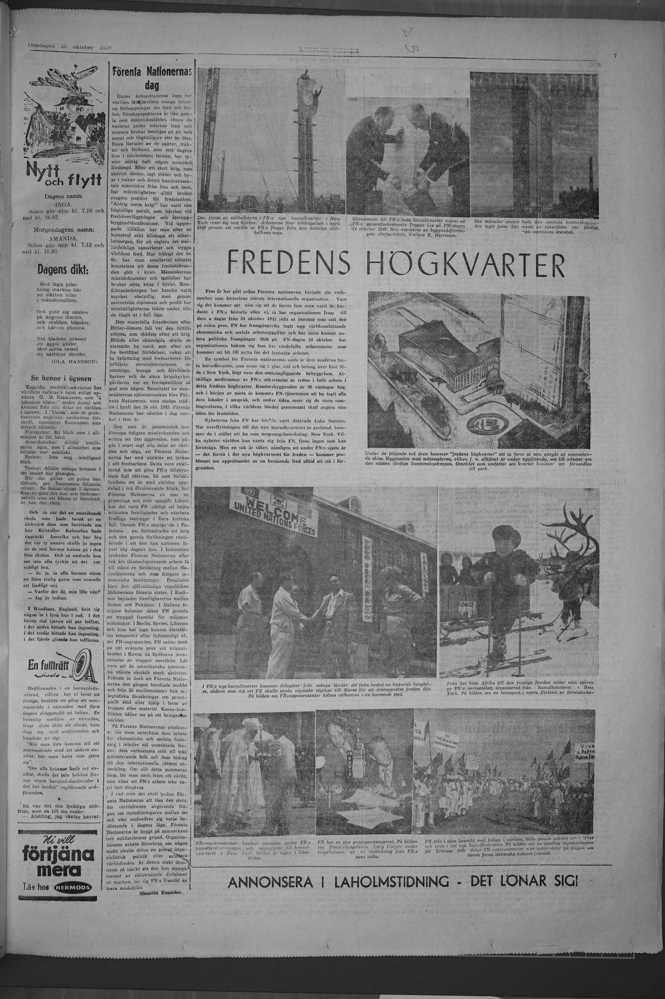 Laholms Tidning Onsdag 25 oktober 1950, sida 7