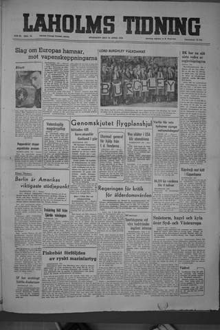 Förstasidan, Onsdag 26 april 1950