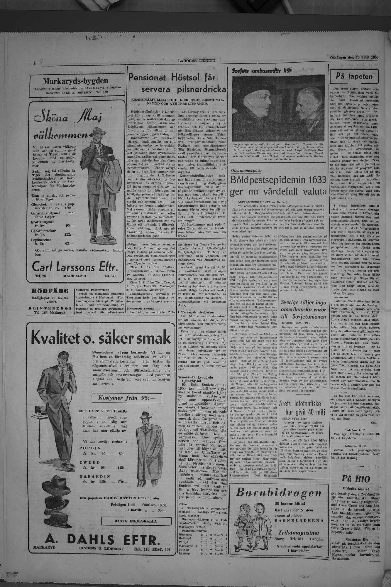 Laholms Tidning Onsdag 26 april 1950, sida 4