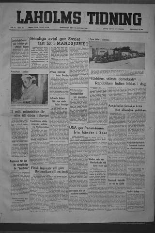 Förstasidan, Torsdag 26 januari 1950