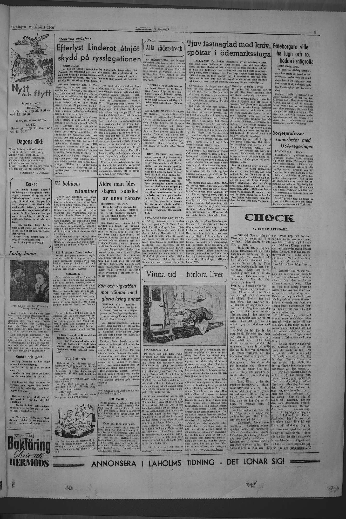 Laholms Tidning Torsdag 26 januari 1950, sida 5