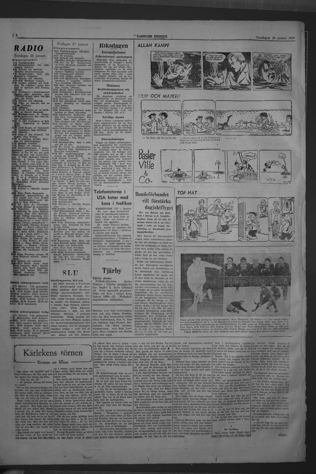 Laholms Tidning Torsdag 26 januari 1950, sida 6