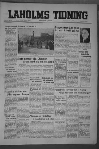 Förstasidan, Onsdag 26 juli 1950