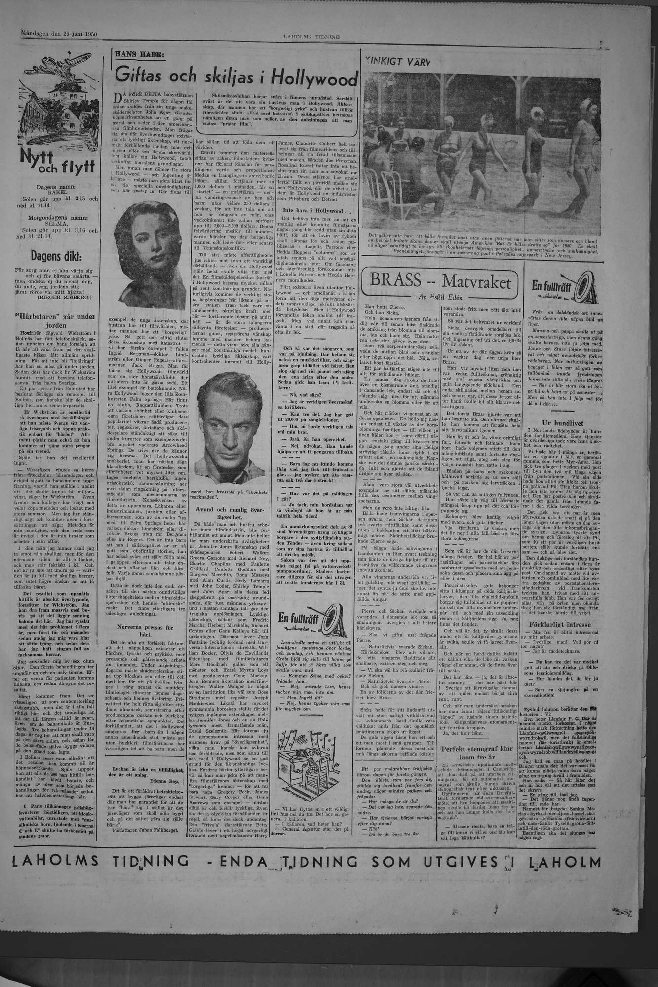 Laholms Tidning Måndag 26 juni 1950, sida 5