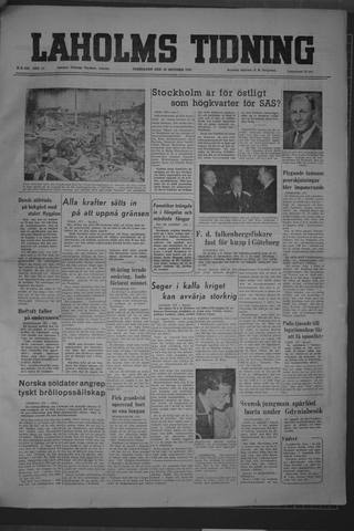 Förstasidan, Torsdag 26 oktober 1950