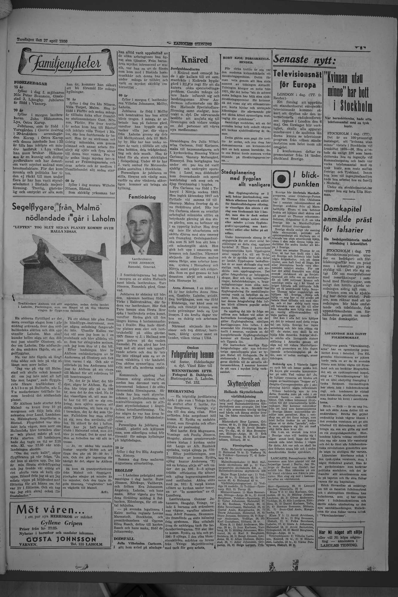 Laholms Tidning Torsdag 27 april 1950, sida 3
