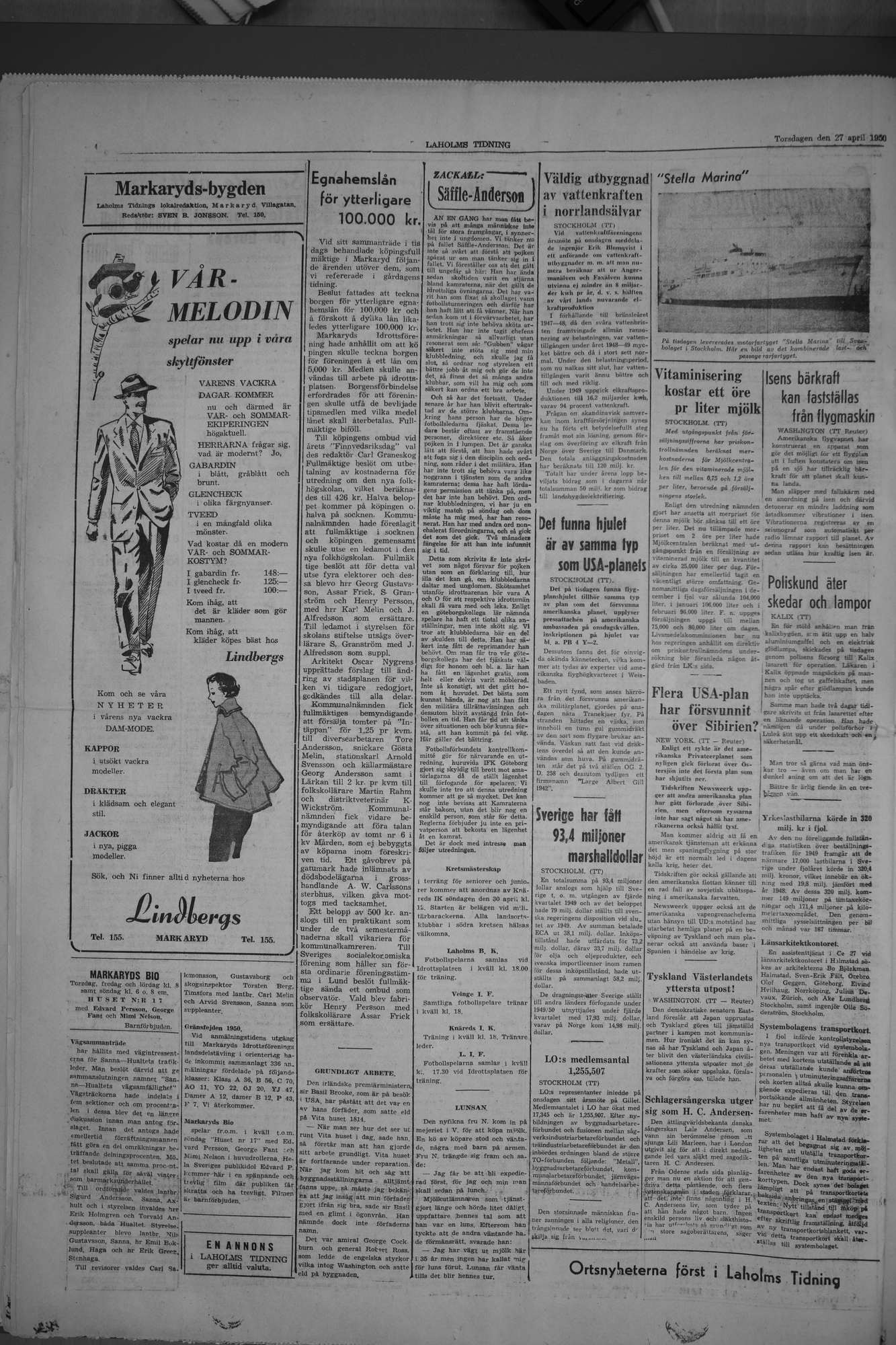 Laholms Tidning Torsdag 27 april 1950, sida 4