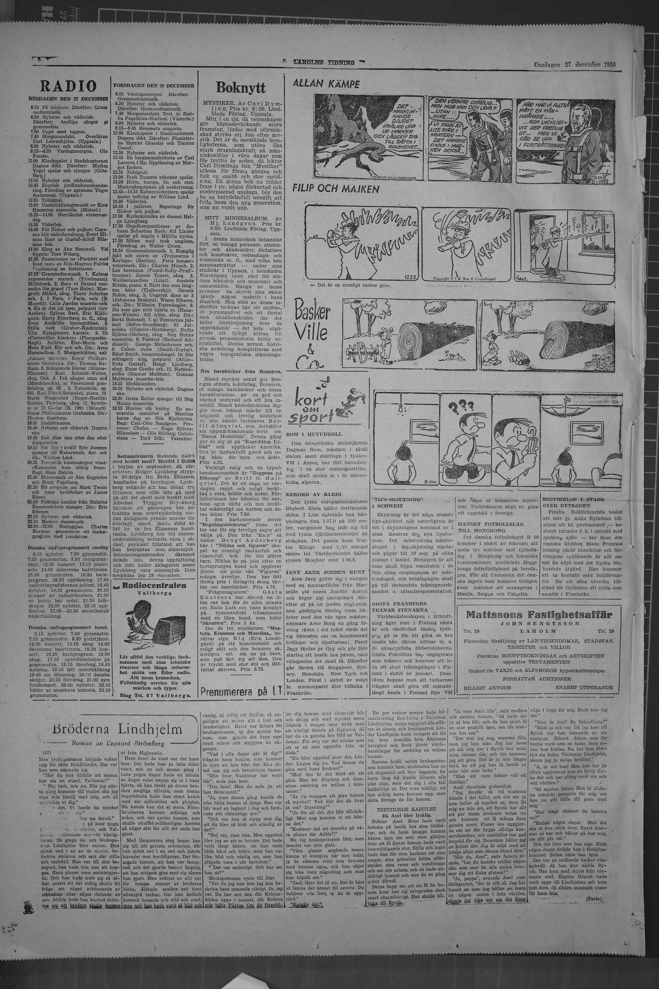 Laholms Tidning Onsdag 27 december 1950, sida 8