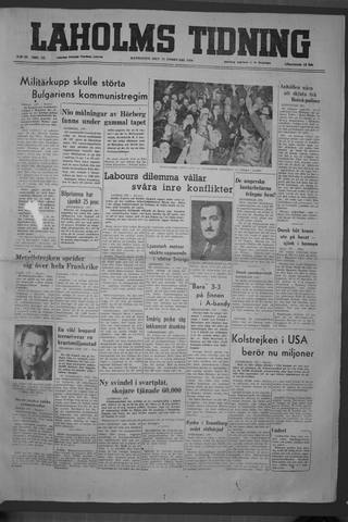 Förstasidan, Måndag 27 februari 1950