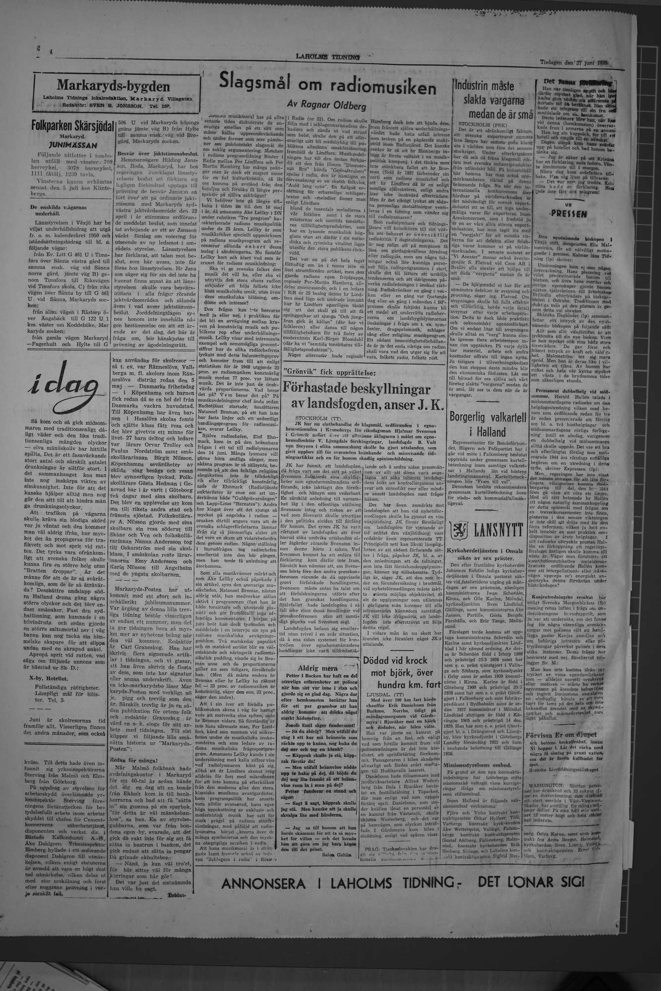 Laholms Tidning Tisdag 27 juni 1950, sida 4