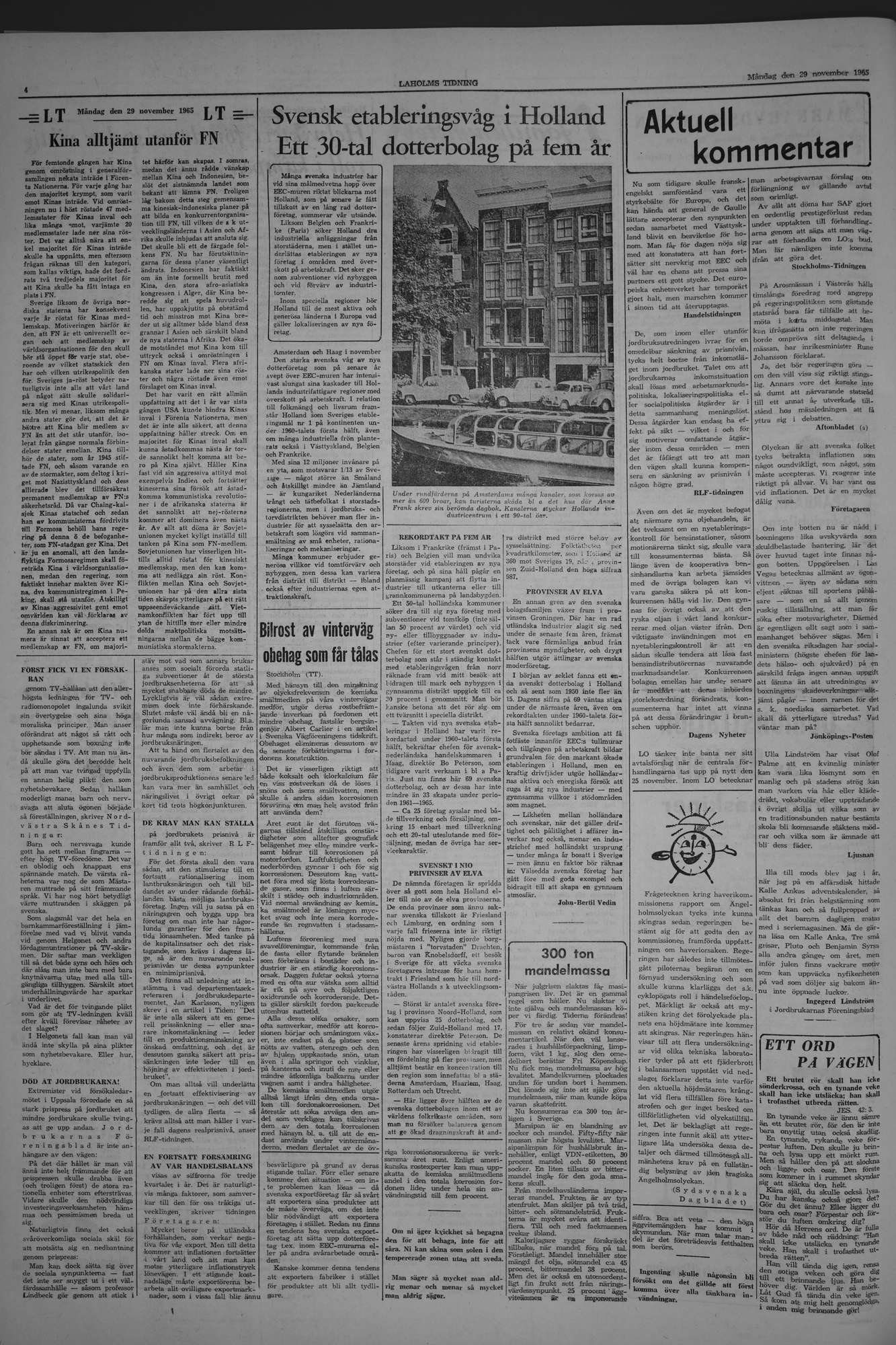 Laholms Tidning Måndag 29 november 1965, sida 4