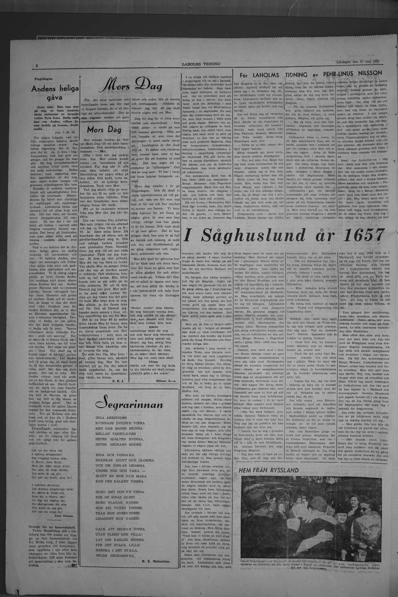 Laholms Tidning Lördag 27 maj 1950, sida 2