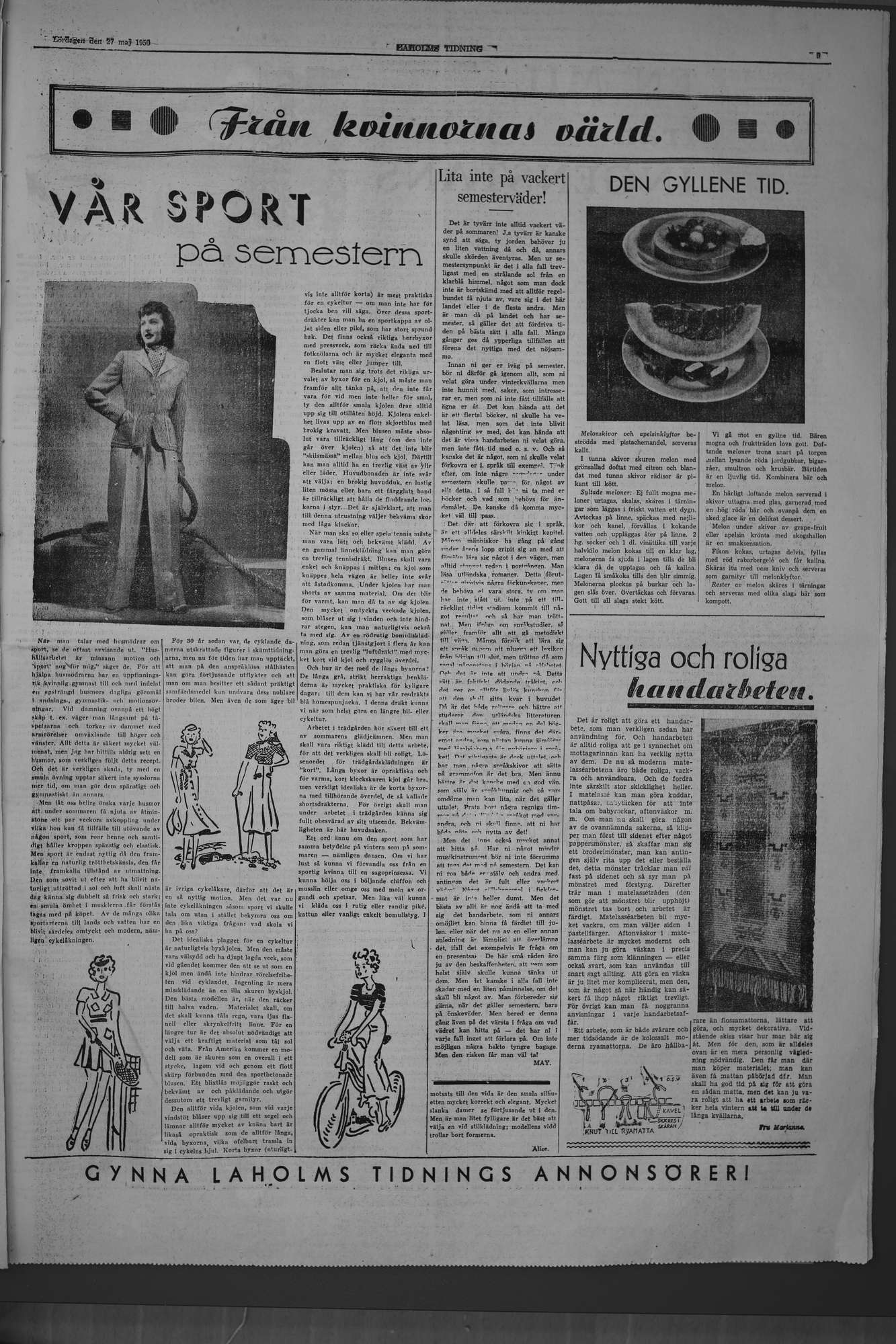 Laholms Tidning Lördag 27 maj 1950, sida 3