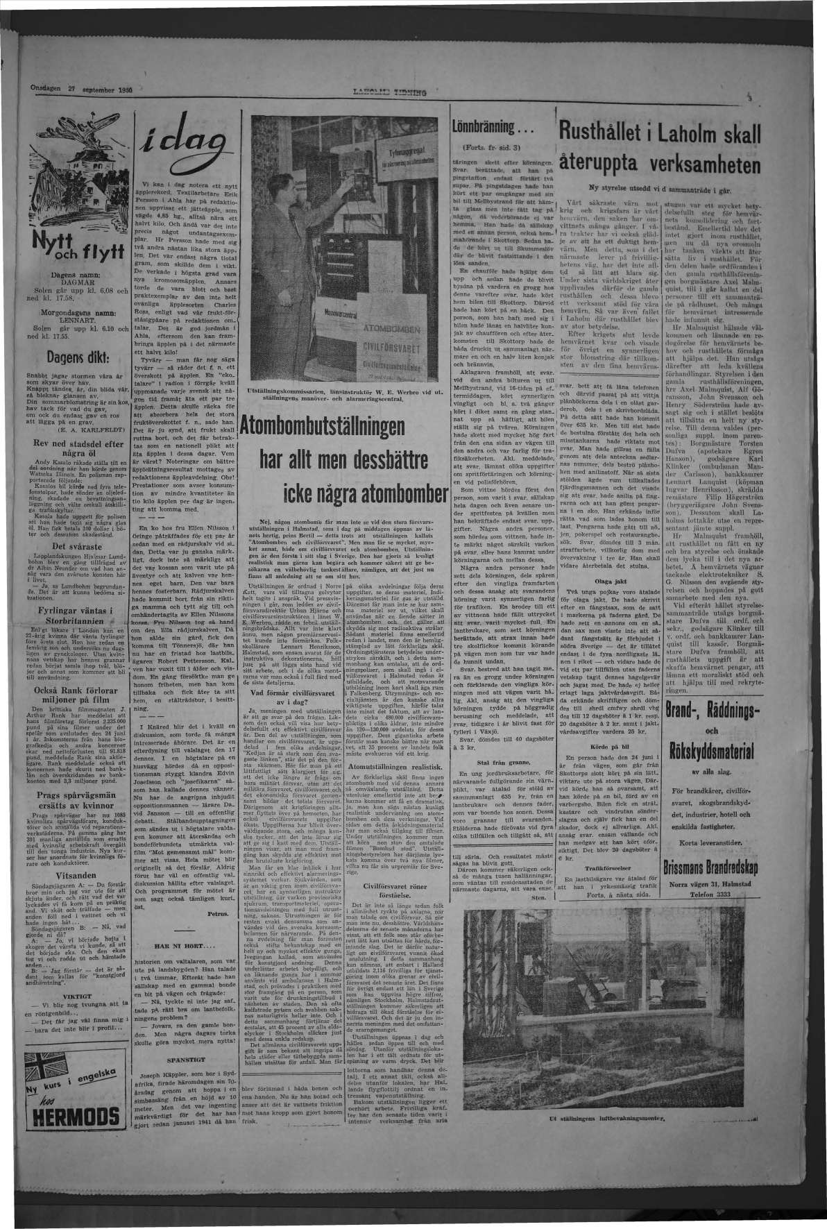 Laholms Tidning Onsdag 27 september 1950, sida 5