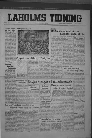 Förstasidan, Fredag 28 juli 1950