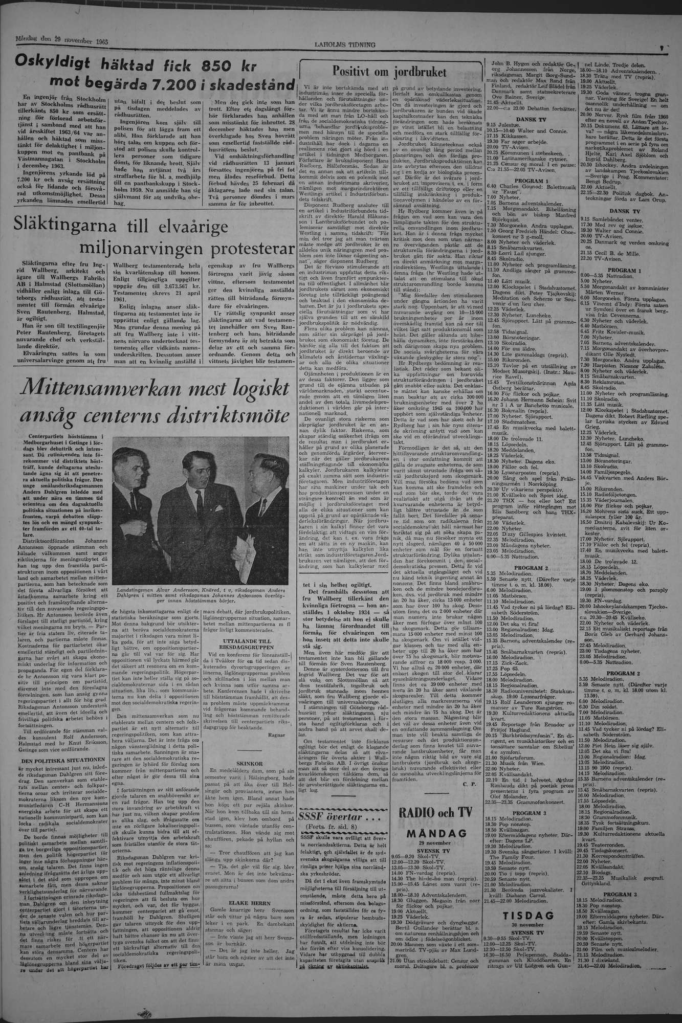 Laholms Tidning Måndag 29 november 1965, sida 7