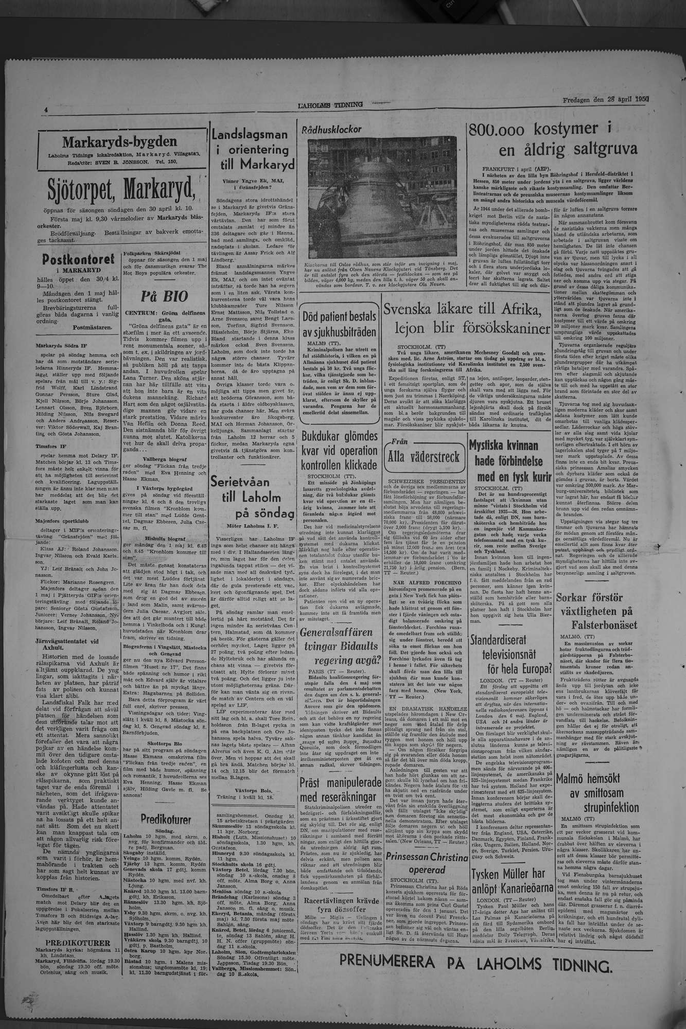 Laholms Tidning Fredag 28 april 1950, sida 4