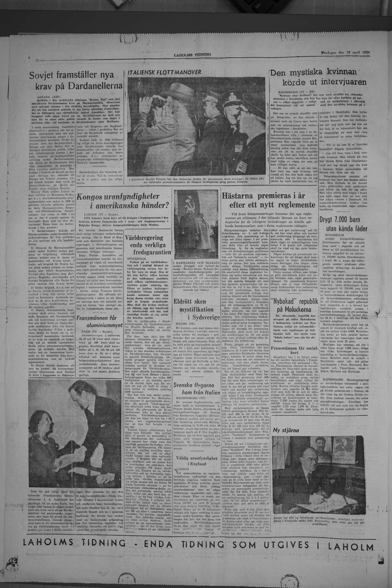 Laholms Tidning Fredag 28 april 1950, sida 6