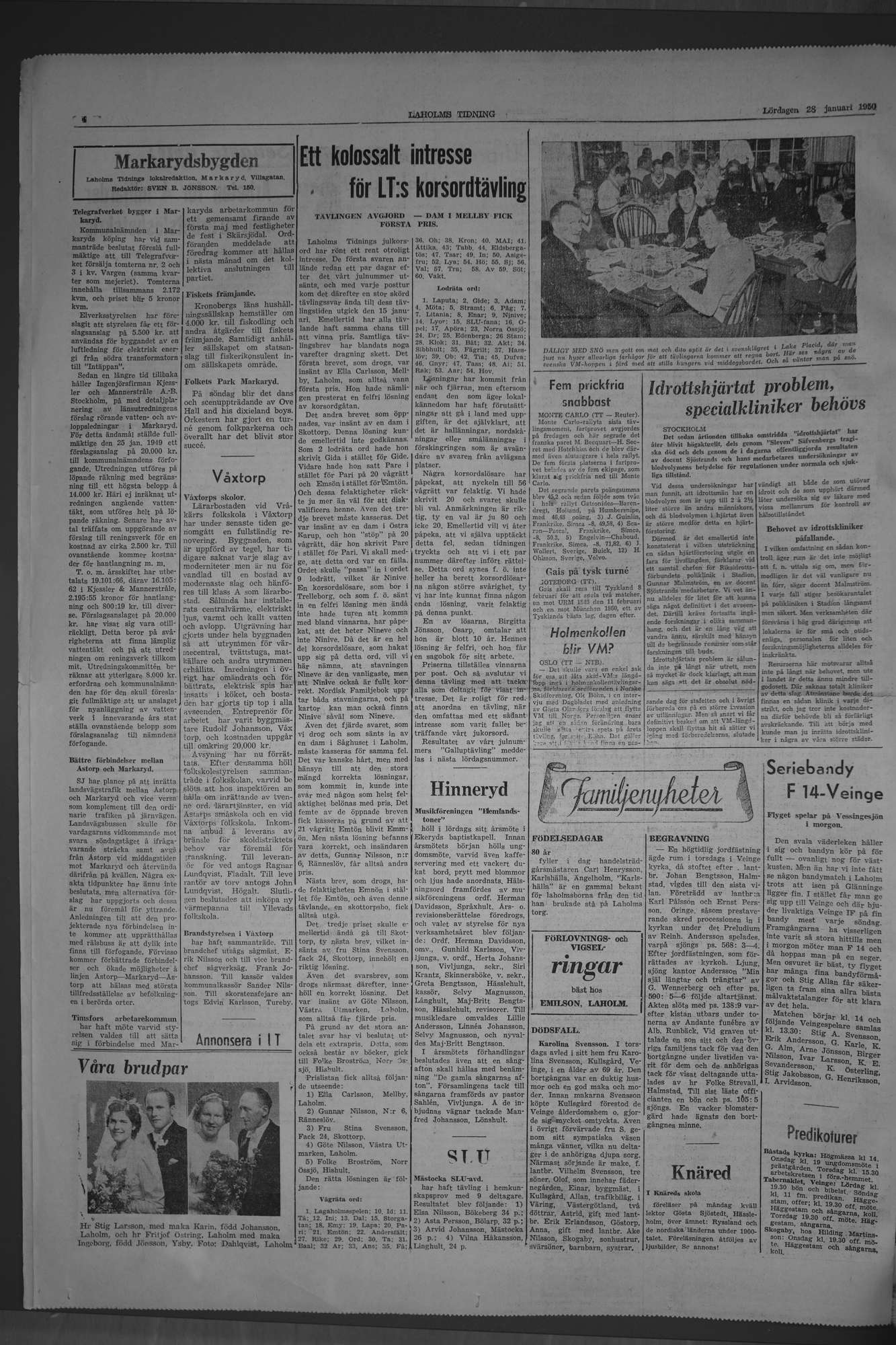 Laholms Tidning Lördag 28 januari 1950, sida 4