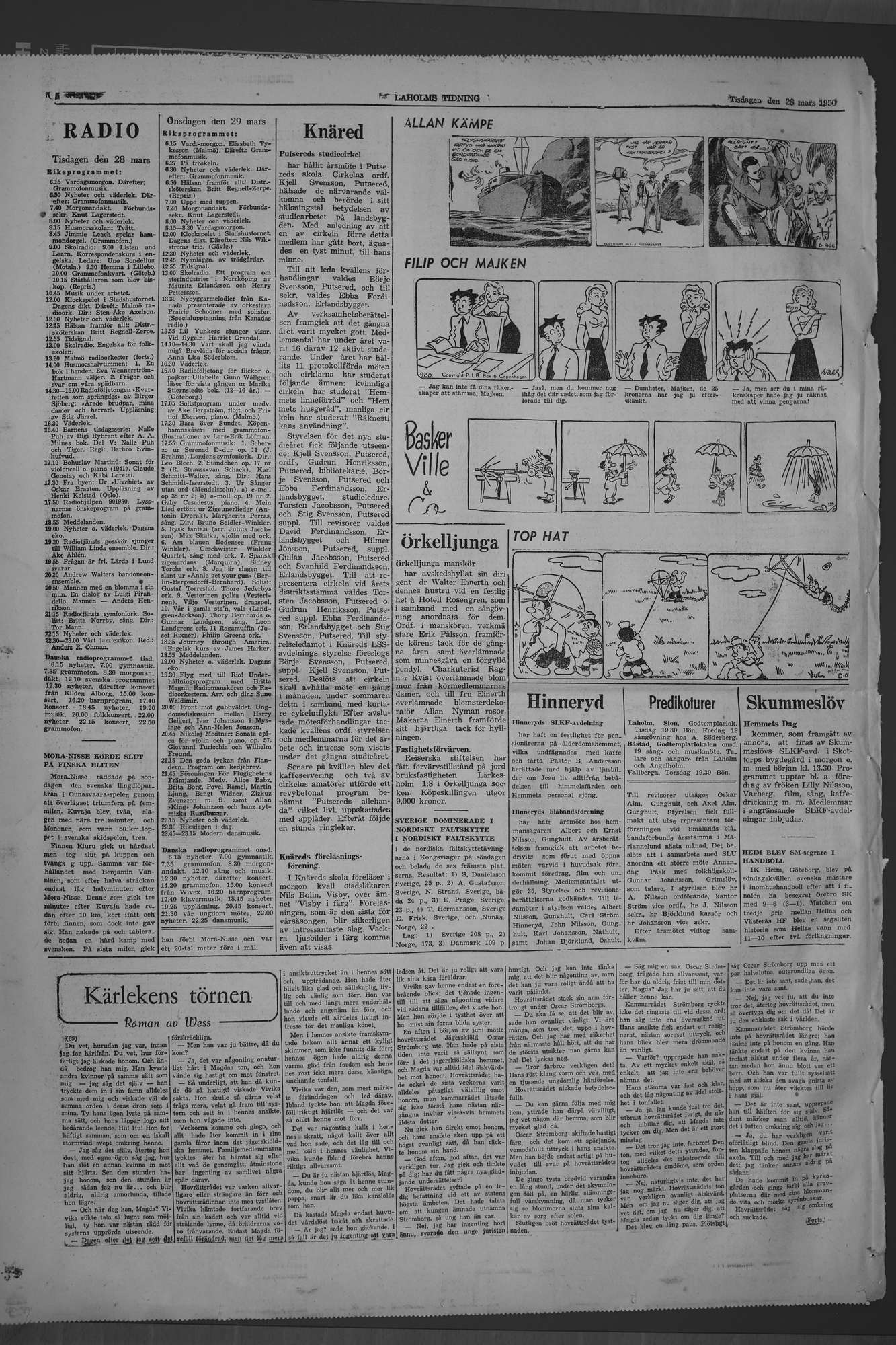 Laholms Tidning Tisdag 28 mars 1950, sida 6