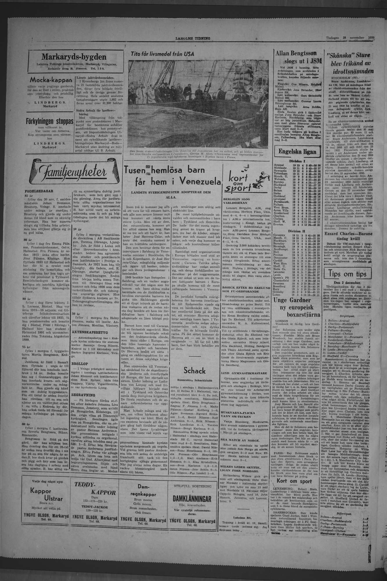 Laholms Tidning Tisdag 28 november 1950, sida 4