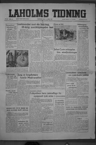 Förstasidan, Lördag 29 april 1950