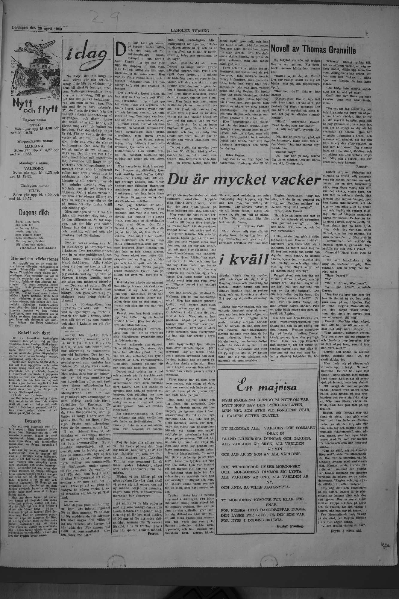 Laholms Tidning Lördag 29 april 1950, sida 7