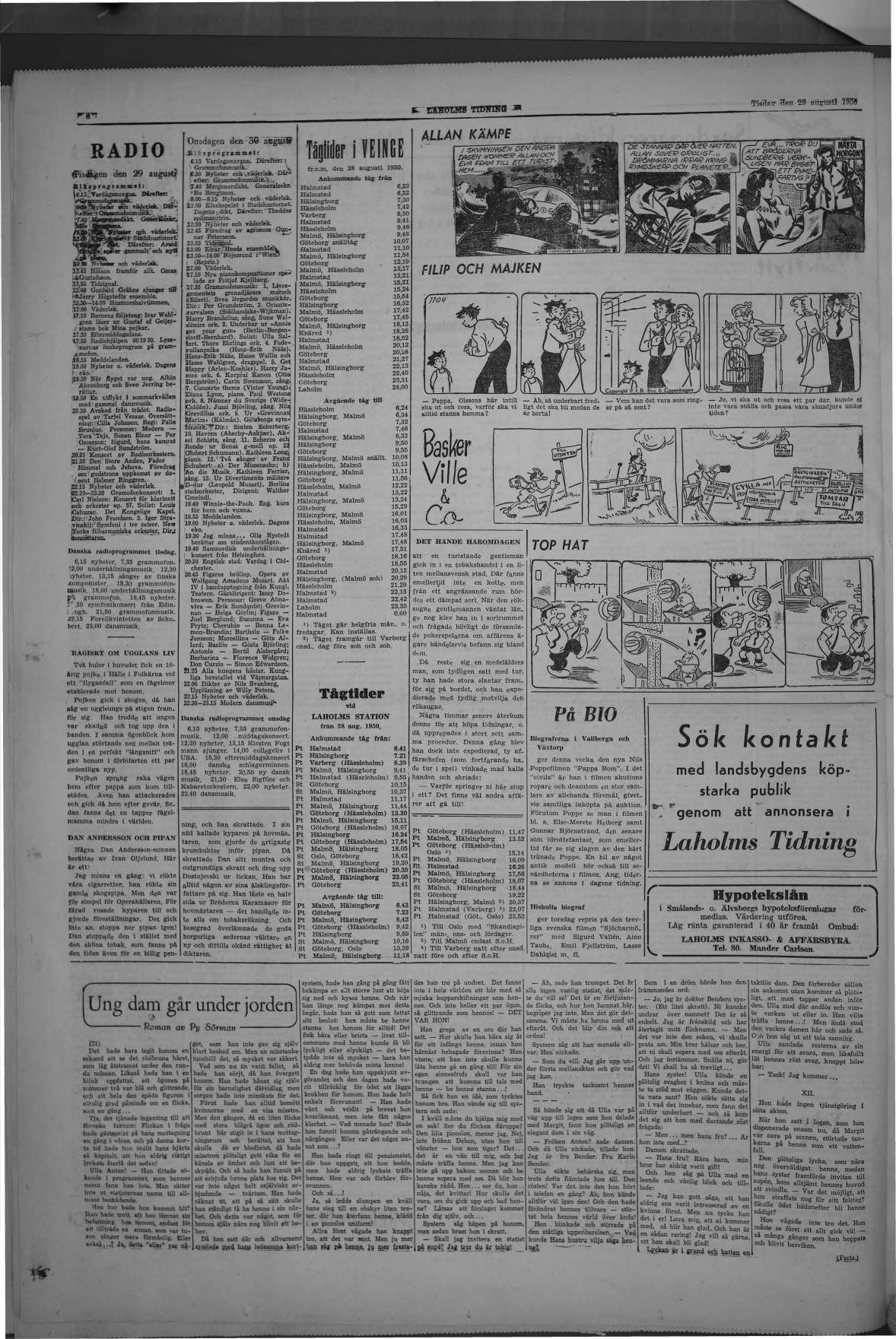 Laholms Tidning Tisdag 29 augusti 1950, sida 6
