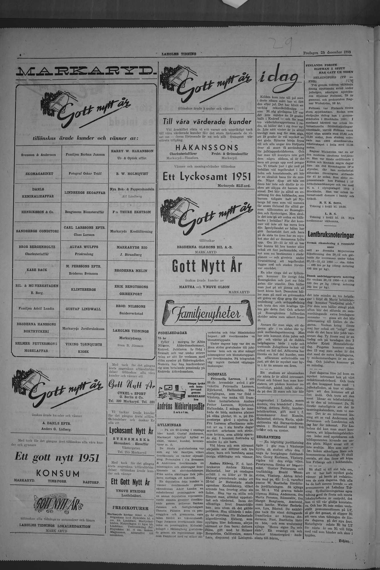 Laholms Tidning Fredag 29 december 1950, sida 4